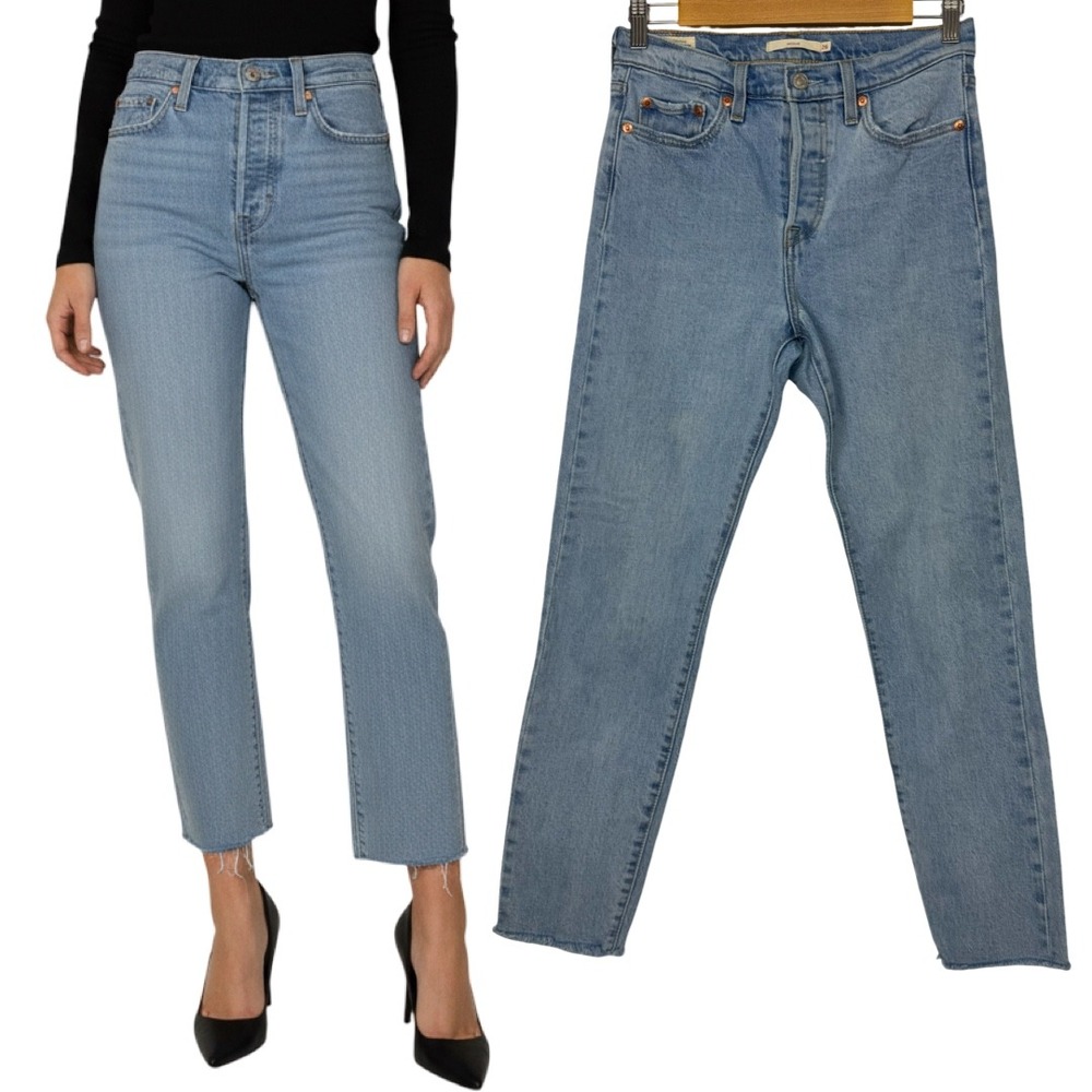Levi's Women Wedgie Fit Sz 26 High Rise straight Fray Hem ButtonFly Denim Jeans